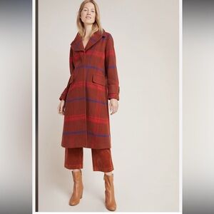 Anthropologie Plaid Jasper Wool Blend Coat